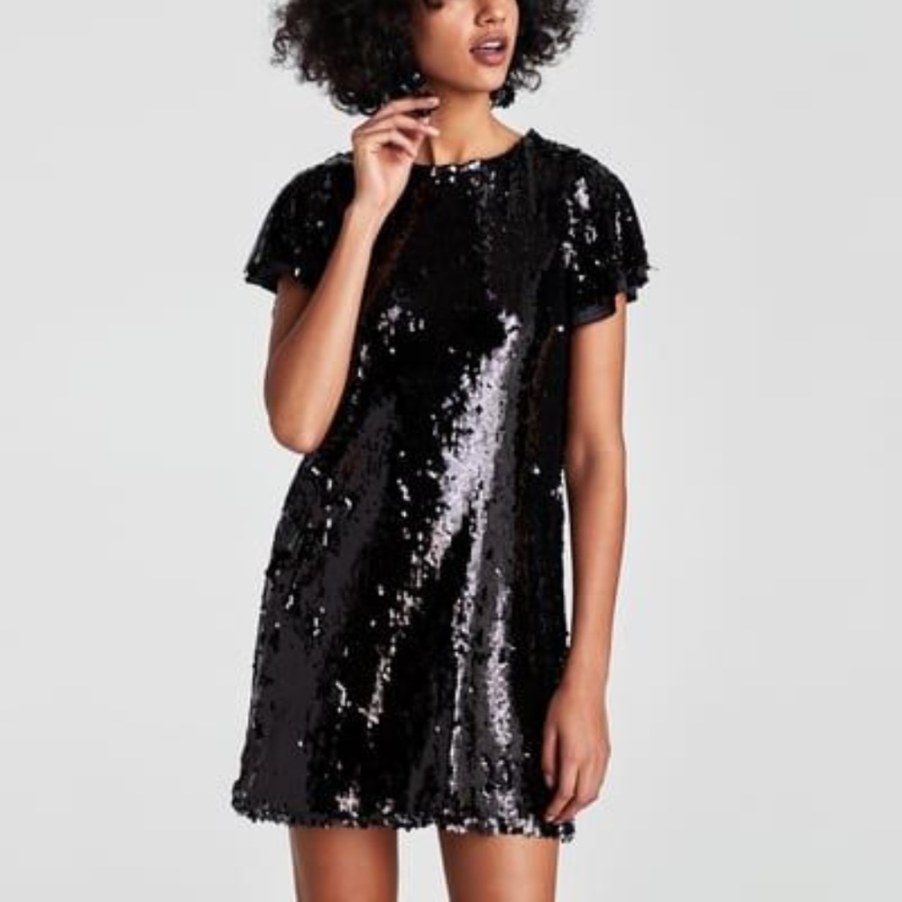NWT Zara Short Black Sequin Dress